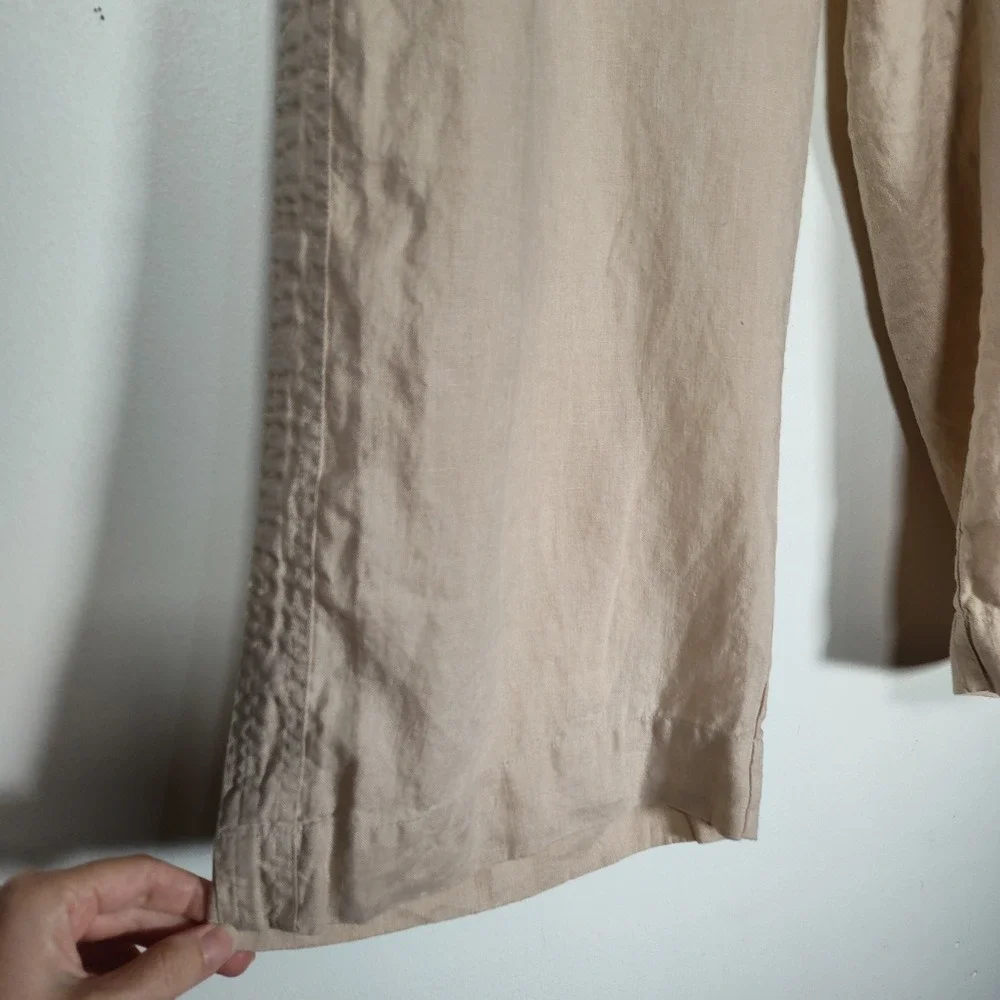 Quince Women 100% European Linen Wide Leg Pants Driftwood Tan Large